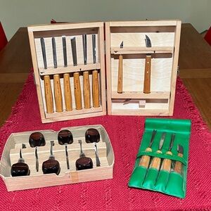 Wood Carving Tool Set with Wooden Handles